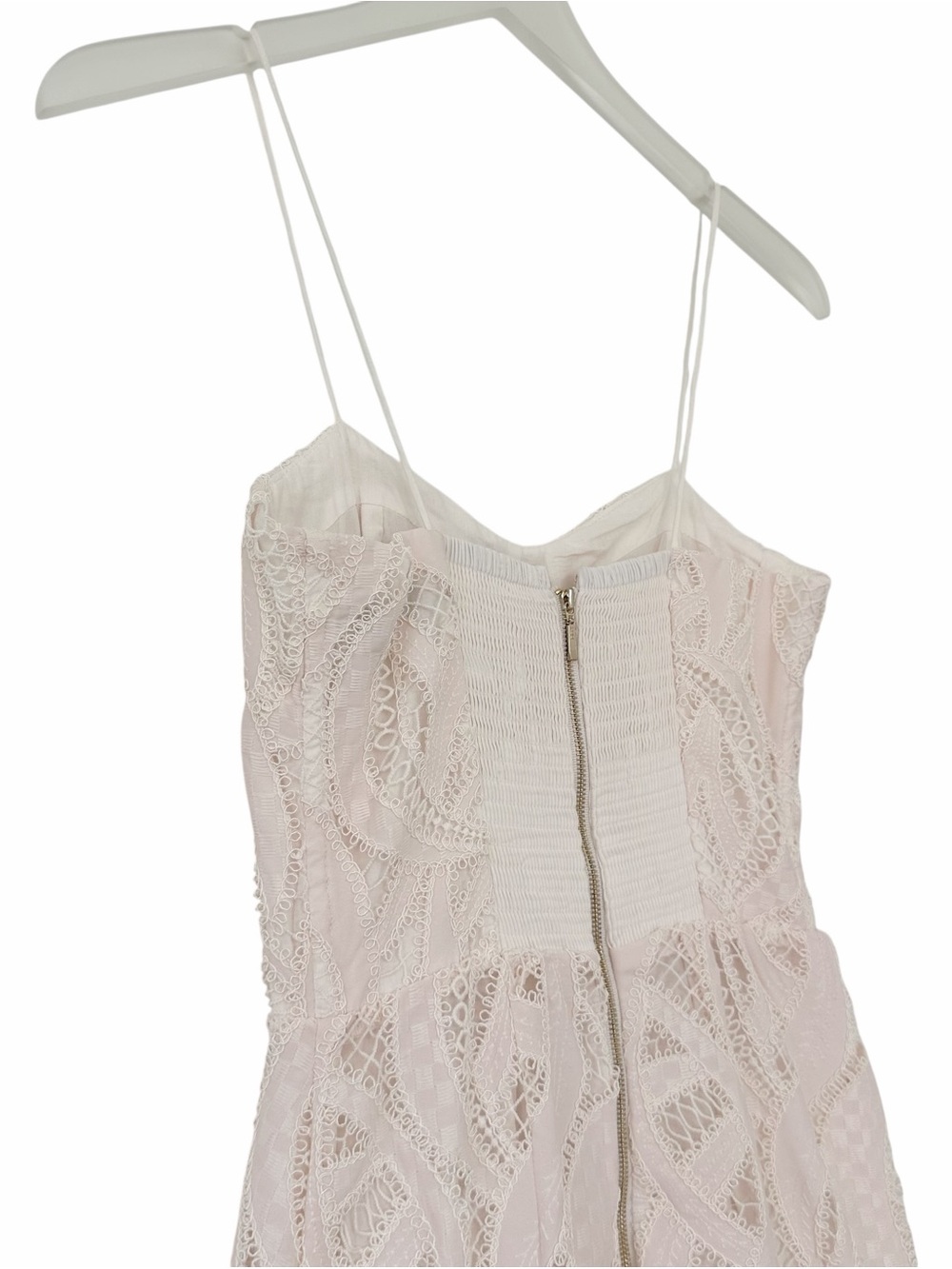 NWOT PatBo Aura Lace Flutter White Light Pink Bridal Midi Dress Size 0 - Picture 11 of 13